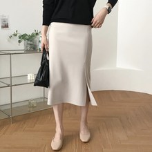  럭키제이 여성용 슬림 사이드 트임 스커트 국내제작 빅사이즈 55 66 77 88 99 