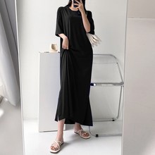  메르시 롱 트임 원피스 / 시원한 여름 원피스 / 빅사이즈 롱 만능원피스 박시 루즈핏 등원룩 홈웨어 
