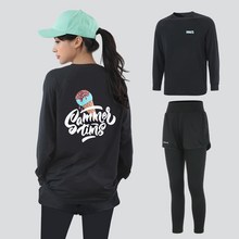  여자 루즈핏 긴팔 래쉬가드 상의 + 반바지 레깅스 하의 팬츠 세트 비치웨어 체형커버 자외선차단 휴양지 바캉스룩(11+159) 