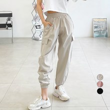  가비진 여성용 아노락 밴딩 카고 조거 팬츠 