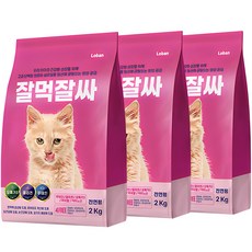 잘먹잘싸 전연령용 고양이 건식사료, 2kg, 연어, 3개 - 강아지사료잘먹잘싸