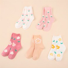 베이스알파에센셜 아동용 플라워 양말 5족 세트