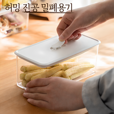 허밍 원터치 진공밀폐용기 친환경 진공 밀폐용기, 대+대, 1개