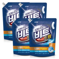 비트 딥클린파워 액체세제 파우치형 드럼용, 2L, 4개