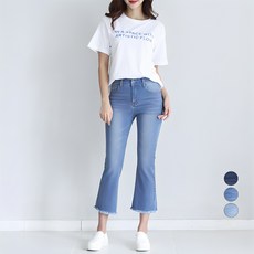 토마토팩토리 여성용 키작녀 워싱 부츠컷 청바지