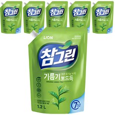 참그린 녹차 뽀드득 주방세제 리필, 1L, 6개