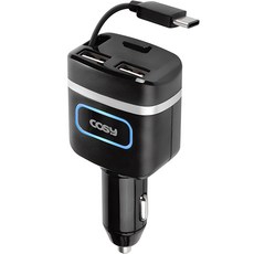 코시 QC3.0 USB 2포트 차량용 급속 충전기, CGR3247AT, 블랙