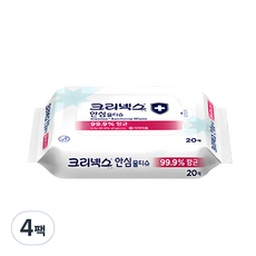 크리넥스 안심 물티슈 휴대, 20매, 4개