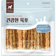 굿데이 건강한육포 강아지 간식, 닭가슴살 + 우유 혼합맛, 300g, 1개 - 강아지스틱