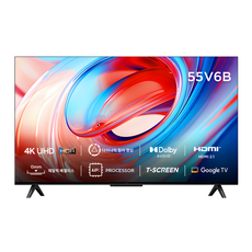 TCL 4K UHD HDR 스마트TV, 138cm(55인치), 55V6B, 스탠드형, 방문설치