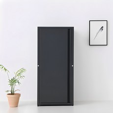 마켓비 DOMINIK 캐비넷 1문 수납장, 다크그레이