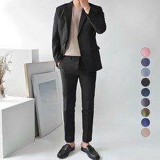 머시따 남성용 9컬러 여름 린넨 정장 수트 자켓 + 긴바지 세트