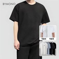 바이모노 꼭꼭숨티 티셔츠 구김zero 남자 무지티 베이직 반팔티 빅사이즈 오버핏 블랙