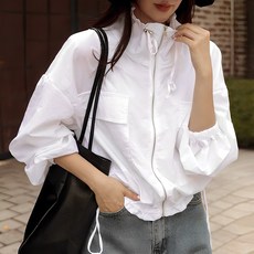 女款口袋立領風衣外套
