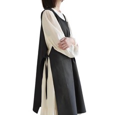 헬로젬 린넨 사이드 트임 롱 앞치마, 검정색, 1개 검정색, 1개