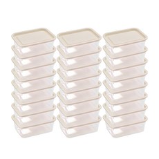 가쯔 심플쿡 냉동 밥도시락통 사각 전자렌지 용기 아이보리, 24개, 400ml