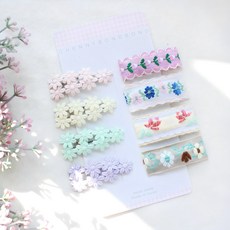 CHENNY BONGBONG 花朵刺繡髮夾8入組