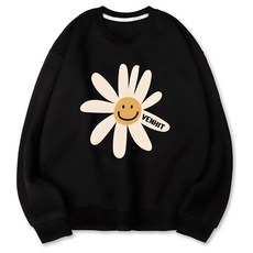 VENHIT 微笑花朵圖案寬鬆棉質長袖上衣
