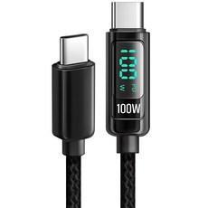 홈플래닛 E-Marker IC 칩셋 디스플레이 C to C PD 100W 초고속충전 케이블, 1.2m, 블랙, 1개 1.2m, 블랙, 1개