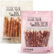띵크유어도그티 강아지 스틱 치킨 24p + 소고기 20p 간식, 치킨, 소고기, 240g, 1세트 1세트, 치킨, 소고기