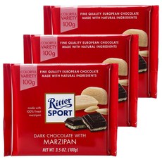 Ritter SPORT 黑巧克力杏仁糖, 3包, 100g