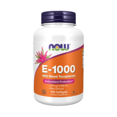 NOW Foods 維生素E-1000軟膠囊, 100顆, 1罐
