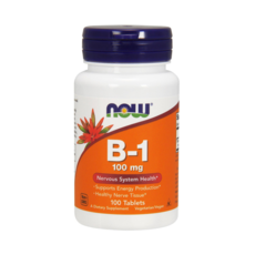 NOW Foods 維生素B1 100mg能量錠, 100顆, 1罐