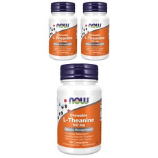 NOW Foods 左旋茶胺酸100mg口嚼錠, 90顆, 3罐