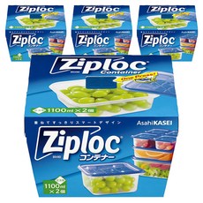 Ziploc 密保諾 正方形保鮮盒 1100ml 2入組, 單色, 4組