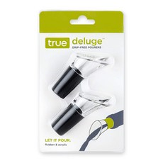 true 戴爾 Rouge 無滴漏倒酒器, 2件, 黑色+透明