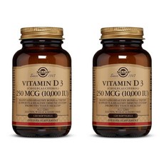SOLGAR 維他命D3膽鈣化醇軟膠囊 10000lU, 120顆, 2罐