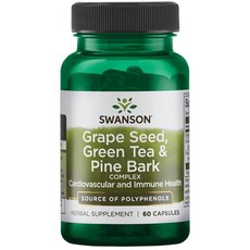 Swanson 斯旺森 葡萄籽綠茶&松樹皮複合膠囊, 60顆, 1罐