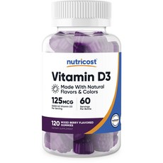 Nutricost 維生素 D3 5000 iu 混合漿果味軟糖, 120入, 1個, 120顆
