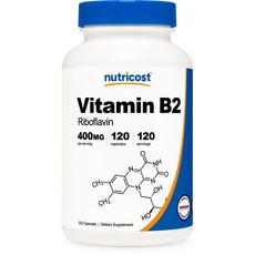nutricost 維他命B2膠囊 400mg, 120顆, 1罐