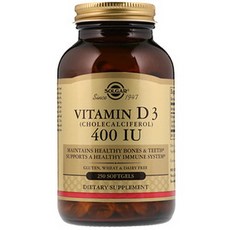 SOLGAR 維他命D3膽鈣化醇膠囊 400lU, 250顆, 1罐