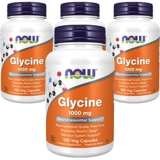 NOW Foods 甘胺酸素食膠囊 1000mg, 100顆, 4罐