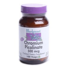 Bluebonnet 吡啶甲酸鉻500mcg植物膠囊 無麩質 無糖, 100顆, 1罐