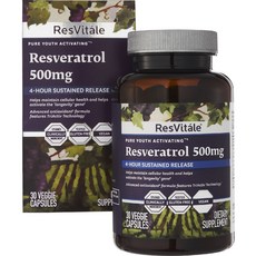 Resvitale 白藜蘆醇 500 毫克素食膠囊, 1個, 30入