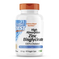 Doctor's BEST 甘胺酸鋅植物膠囊, 1罐, 90顆