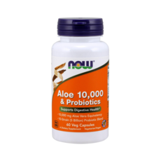 NOW Foods 蘆薈10000&益生菌素食膠囊, 60顆, 1罐