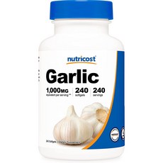 nutricost 大蒜萃取無麩質軟膠囊 1000mg, 240顆, 1罐