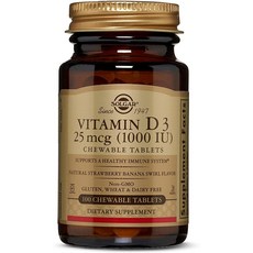 SOLGAR 維他命D3 1000lU口嚼錠, 100顆, 1罐