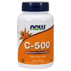 NOW Foods 維他命C-500補充錠, 250顆, 1罐
