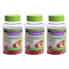 비타퓨전 비타민D3 2000IU 뼈 & 면역 서포트 내추럴 오렌지 레몬 & 딸기 맛 구미, 3개, 75정