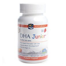 노르딕내츄럴스 DHA 주니어 250mg 스트로베리 소프트젤 글루텐 프리, 180개입, 1개