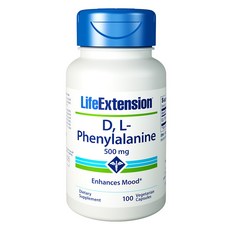 라이프익스텐션 D & L 페닐알라닌 500mg 베지테리안 캡슐, 100개입, 1개, 100정