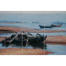 Landscape250 조용한 뭍에 정박된 배들 각 6장, 혼합 색상