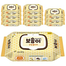 보솜이 안심 물티슈 캡형, 60매 x 12팩