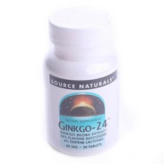 Source Naturals 징코-24 60mg 타블렛, 1개, 30정