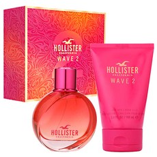 홀리스터 웨이브 2 포 허 EDP 향수 + 바디로션 인터내셔널 세트, 1세트